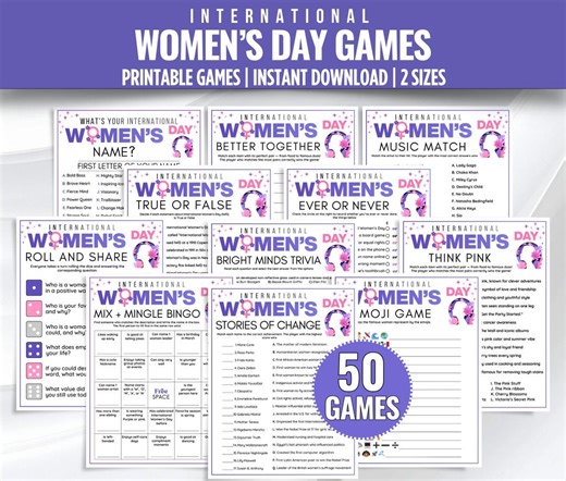 International Women's Day Games: 50 Printable Activities for March 8, Feminist Activity (PDF) - Etsy
