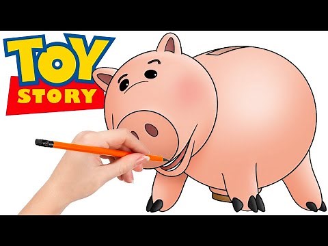 How to draw Hamm, the wisecracking plastic piggy bank with a cork in his belly from Toy Story