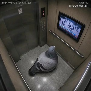 Pigeon in the elevator watching TV #sigeonpex #elevator #brainrot #viral #fyp