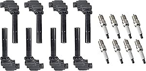 ENA Ignition Coil Pack and Platinum Spark Plug Set of 8 Compatible with Lexus GS400 LS400 SC400 1998 1999 2000 4.0L V8 Replacement for UF229