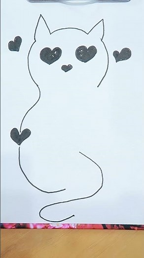 Three easy ways to draw a cat from a heart. Everyone can do this #shorts