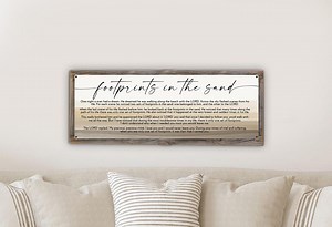 Footprints in the Sand Metal Print on Reclaimed Wood Frame-spiritual Poem Art-over the Couch Wall Art-footprints Poem - Etsy