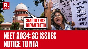 NEET-UG 2024: Supreme Court Issues Notice to NTA Amid Allegations of Paper Leak | Not So 'NEET'? The Supreme Court of India on Tuesday issued notice to the centre and the National Testing Agency (NTA) on a petition for the cancellation of the NEET UG result and noted the sanctity of the medical entrance examination has been affected. . . . #nta #neet #paperleak #supremecourt #neetug #BreakingNews #RepublicTV #RepublicTVLive | Republic