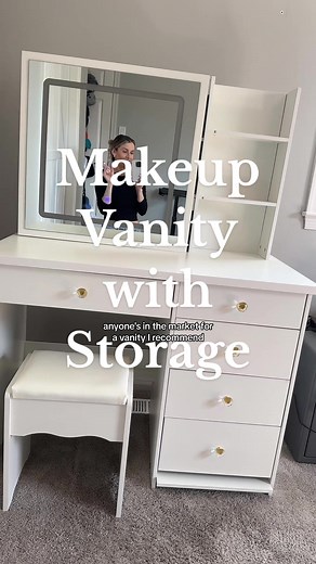 SO excited to store all my makeup in this! #makeupvanity #vanitytable #vanitywithstorage #makeupstorage #makeupstorageideas #makeupstoragehack #fufugaga #fufugagafurniture @FUFU&GAGA