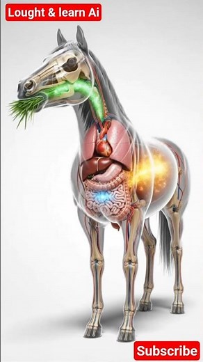 Horse Digestive System in 3D – Grass Becomes Power! 🌿🧠 | Transparent Anatomy Animation