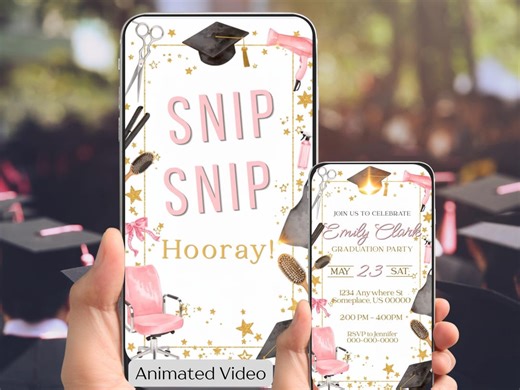 Cosmetology School Graduation Party Invitation, Beautician Digital Graduation, Beauty School Hair Dresser Graduation Editable Canva Template - Etsy