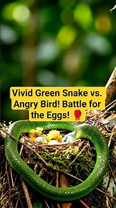 Mother Bird DEFENDS Nest from Bright Green Snake! 😱 #shorts