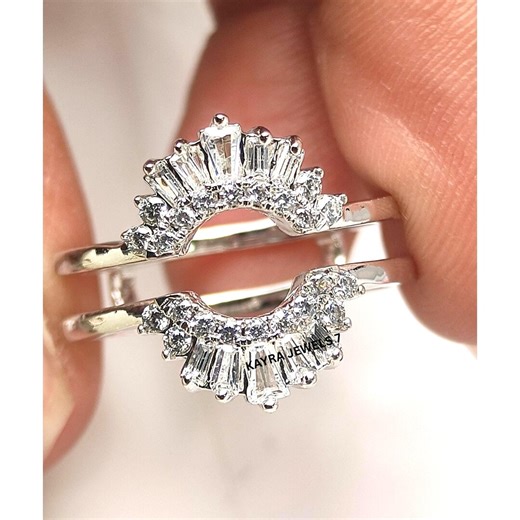 0.35 Ct Baguette Diamond Ring Enhancer Wedding Wrap Ring Guard 925 Sterling Silver Ring Jacket for Women Engagement Ring Enhancer for Her - Etsy