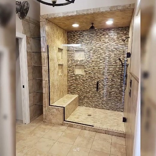 Custom tile shower benches & niches, tile shower ideas, examples or designs