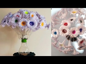 Handmade Paper Flowers in a Recycled Bottle Vase - How to Make a Flower Bouquet with an Empty Bottle