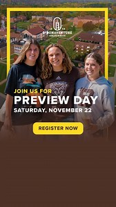 Explore St. Bonaventure, hear from admissions, and tour campus for Preview Day. Morning and afternoon sessions are available. | St. Bonaventure University | Facebook