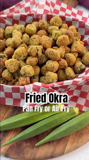 Fried okra that’s crispy and crunchy every time! Pan fry or air fry. #friedokra #okra #okrarecipe
