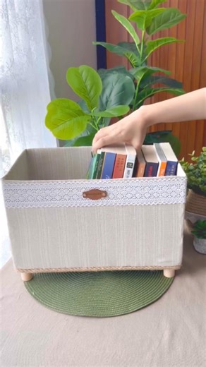 Turn Old Cardboard Box Into a Beautiful Storage Basket #diy #diyhomedecor