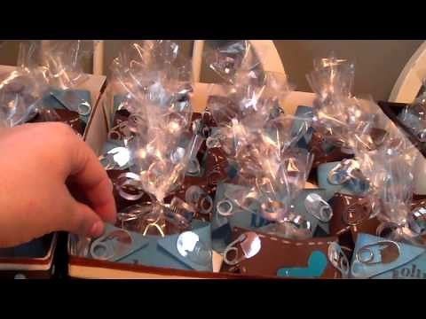 Paper diaper baby shower favors