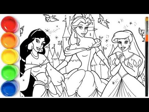 How to draw Jasmine, Aurora, Ariel | DISNEY PRINCESSES