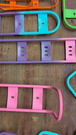 Custom cerakoted cages in cool colors you won’t find anywhere else! Check out the Secret Sale spreadsheet for great prices on these colorful accessories. Email us for the link. Info at analogcycles dot com | Analog Cycles