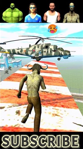 Indian Bikes Driving 3D 🤯 All Characters V/s Army Helicopter✈️ #shorts
