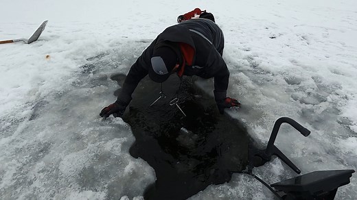 Do Eskimo float assist suits with Uplyft technology really work? Let's ask Mike Olson, host of Fish Addictions TV! Watch as Mike takes the plunge into fridgid waters to demonstrate the benefits of wearing a float assist suit on the ice. | Eskimo Ice Fishing Gear