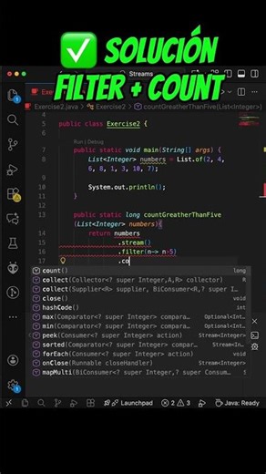 Java Streams en 60s ⚡ Cuenta Números Mayores a 5 | Coding Challenge #3