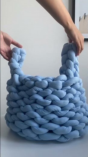 Learn Easy Knitting & Make a BIG DIY Basket with Chunky Thread! 🧶