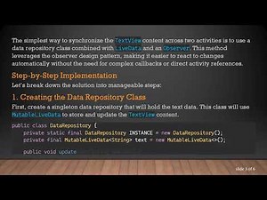 Synchronizing TextView Creation in Two Activities in Android Studio