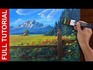Acrylic Landscape Painting Tutorial / Flowers in Spring Season