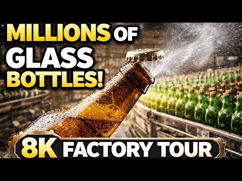 Modern Automated Beverage Production | Millions of Glass Bottles (8K Factory Documentary)