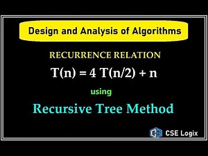 Recurrence Relation Solution of T(n) = 4 T(n/2) + n by using Recursive Tree Method