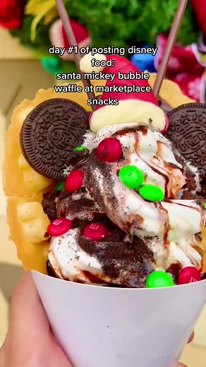 Santa Mickey Bubble Waffle | Disney Snacks Review