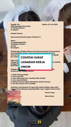 Contoh Surat Lamaran Kerja Umum: Tips dan Template Terbaik