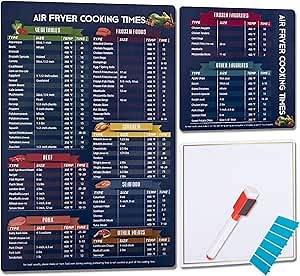 Libite Air Fryer Cooking Times Magnetic Cheat Sheet For Beginners & Experts, Cooking Guide