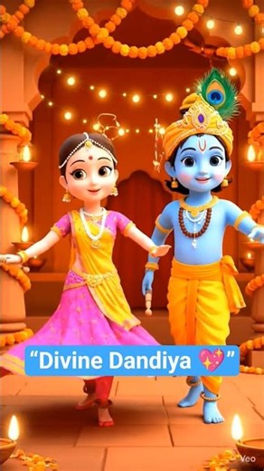 “Radha Krishna Ka Dandiya Raas 💃🕺 | 3D Cartoon Bhakti Dance”