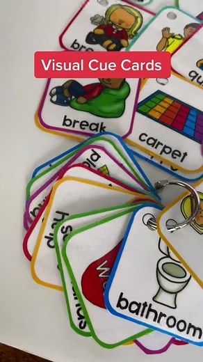 Make sure to have visual cue cards on you during transitions! Attach these to your lanyard & help create smoother transitions. Link in bio! #autism #visualsupports #spedteacher #slpsoftiktok #autismfam #preschooltherapy #visuals #spedteachersoftiktok