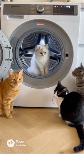 When You Debut the Hottest Dance… Inside a Washing Machine😂😂😂#funny #cute #cat