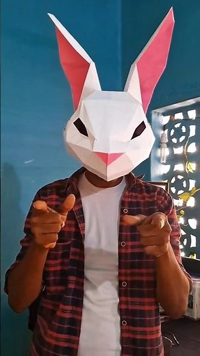 ​Viral Low Poly Rabbit Mask DIY | Easy Pepakura Papercraft for Cosplay!🐰 Muthucraftstudio #shorts