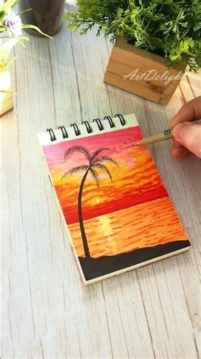 🌅 Easy Landscape Painting with Alcohol Markers | Relaxing Art for Beginners 🎨 #art #minipainting