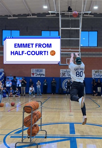 Emmet from half-court! 😱 #dodgers #sports #losangeles #baseball #basketball