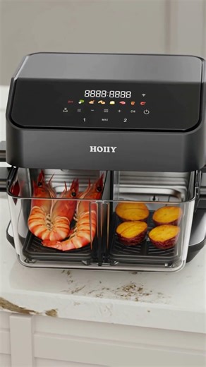 8L Glass Air Fryer: App Control, Auto Warm & Dishwasher Safe! 🇸🇬 #shorts