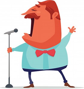 vector character of man singing….