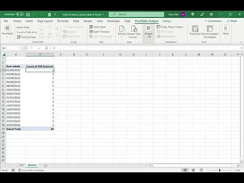 How to move a pivot table in Excel