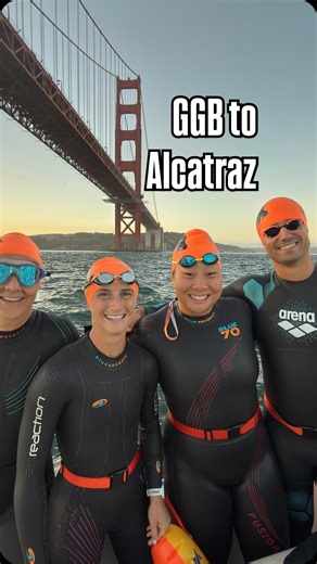 What a fun swim: Golden Gate Bridge to Alcatraz. This course is a 40 minute swim, give or take (yes, we with the current). We swim this course when it’s flooding in the morning and an Alcatraz Escape to San Francisco isn’t impossible because of the current direction. That doesn’t mean this isn’t a fantastic swim, it just means that we always have something to swim in the mornings related to Alcatraz. And how iconic is this? Jumping under the Golden Gate Bridge, swimming straight down the central