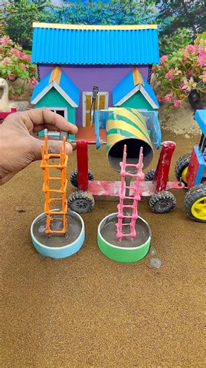 🚜 DIY Mini Tractor Cement Pillar Making Machine | Mini Construction Project 🏗️🔥 #youtubeshorts