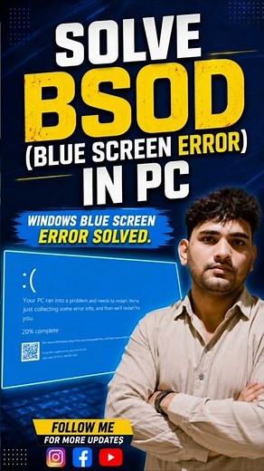 How to Solve Critical Blue Screen in Windows | Solve BSOD Blue Screen Errors in PC #ytshorts #viral