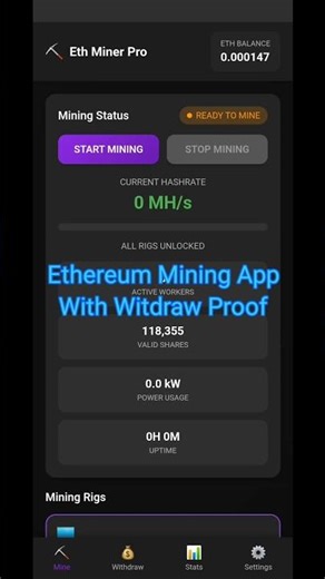 Ethereum Mining App 🔥 Mine ETH In Mobile | #Crypto #EthereumMining #Ethereum