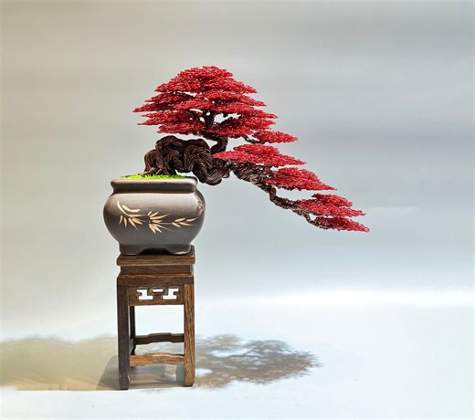 Wire Bonsai Tree, Decor Red Maple Tree, Bonsai Tree, Home Deco, Wire Tree Sculpture, Desk Decoration, Bookcase Decoration - Etsy
