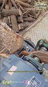 Electric rotary chopper splits wood into firewood