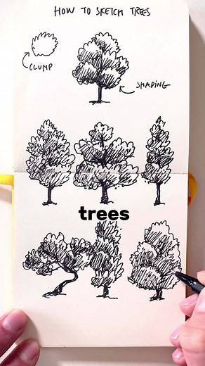 How to Draw Trees in 3 Simple Steps | Tree Drawing Tutorial