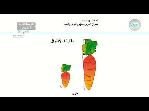مفهوم كلمة ( طويل و قصير )(1) - رياضيات - أول ابتدائي فكري 1