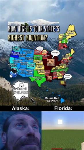 Madwolfspeaks on Instagram: "Highest Mountains in Each U.S. State 🏔️🇺🇸 #usa #mapping #mountains"