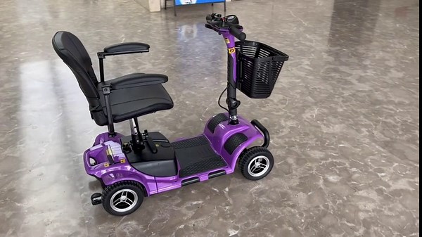4 Wheel Battery Powered Mobility Scooter - Compact Heavy Duty Mobile for Adults, Elderly - 265lbs Weight Capacity Long Range Power Scooter for Trip(Purple)